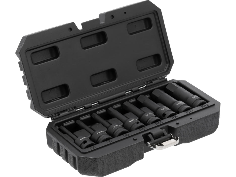 IMPACT HEX BIT SOCKET SET 8PCS 1/2" CRMO (6–19MM);YT-1066