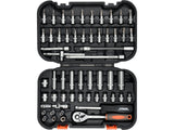 STHOR 1/4" SOCKET & BIT TOOL SET WITH RATCHET – 38/42/56 PCS