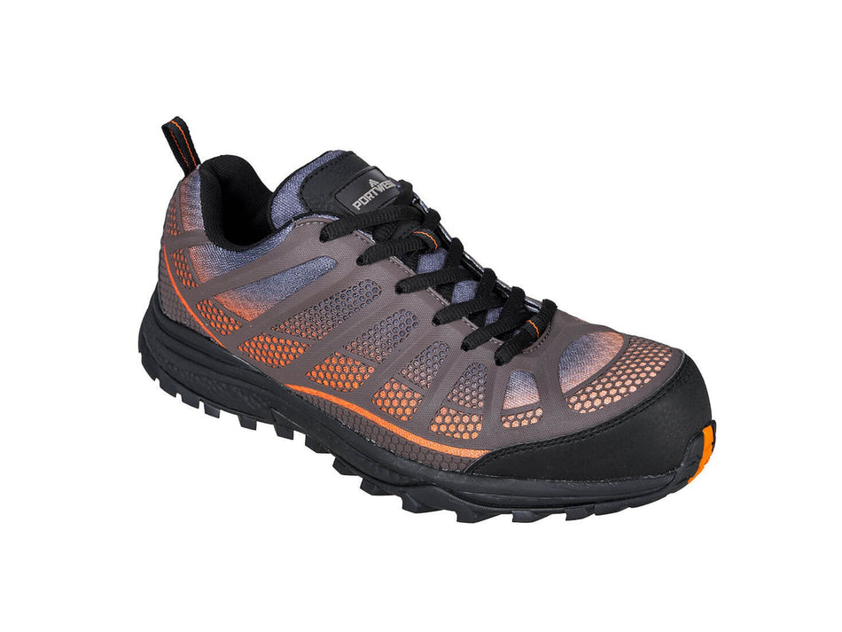 Portwest Safety Trainer S1PS FO SR, Non-Metallic KPU/Mesh with Fibreglass Toecap & Composite Midsole – FT36