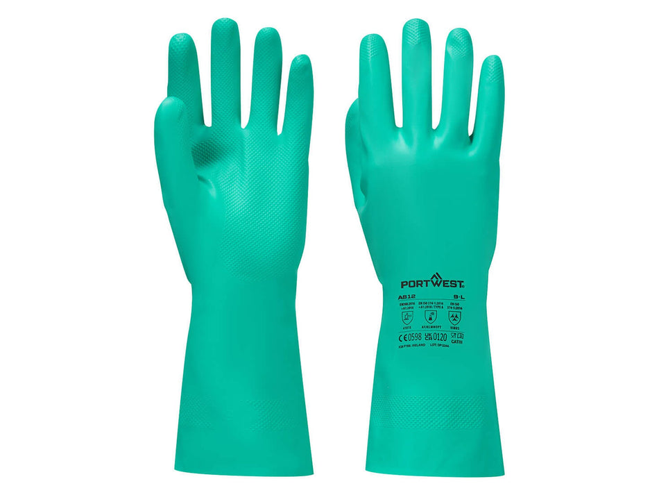 Portwest Chem 330 Nitrile Plus Gauntlet, Chemical Protection, Anti-Slip Grip – A812