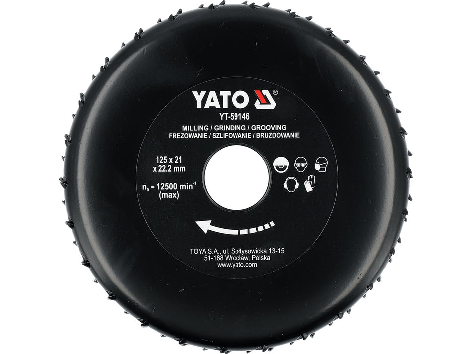 YATO Fräsrasp-Scheibe für Winkelschleifer, kantenfräsendes Profil, 125x21 mm – YT-59146