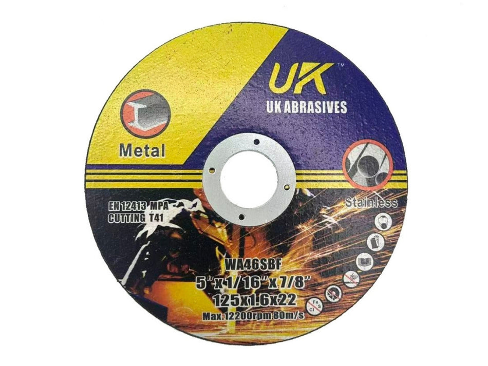 UK Cutting Disc for Stainless Steel & Steel, 125 × 22 mm, 1.0/1.2 mm