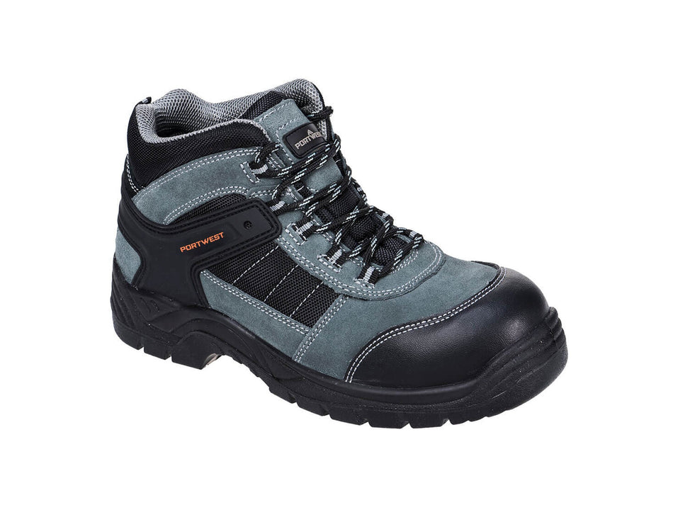 Portwest Safety Boots S1P SRC, Metal-Free with Composite Toe Cap & Midsole, 360° Ankle Support, Black Cow Suede – FC65