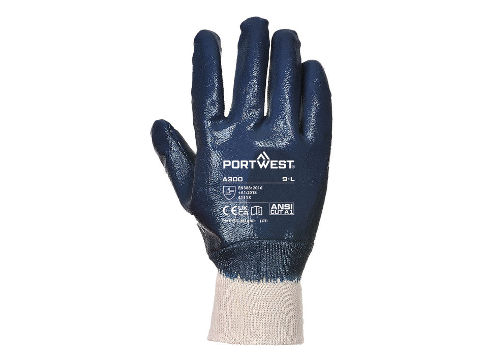 Portwest Grip 12 Strickbundhandschuh mit vollflächiger Nitrilbeschichtung, abriebfest – A300