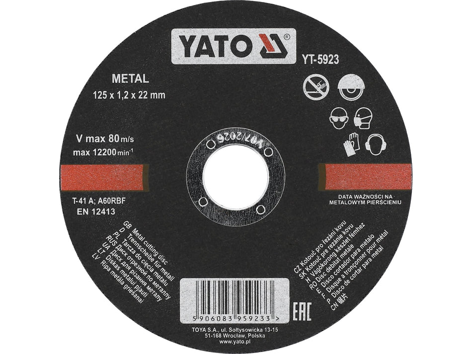 YATO Trennscheibe für Metall, 125x22 mm, 1.2 / 2.5 / 3.2 mm