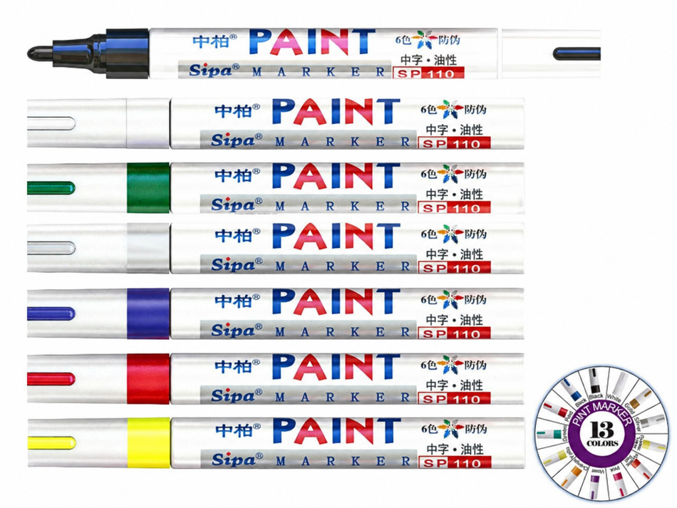 Sipa Oil-Based Paint Marker, 3 mm Bullet Tip, Pump-Action Ink Flow, Aluminium Barrel – SP110