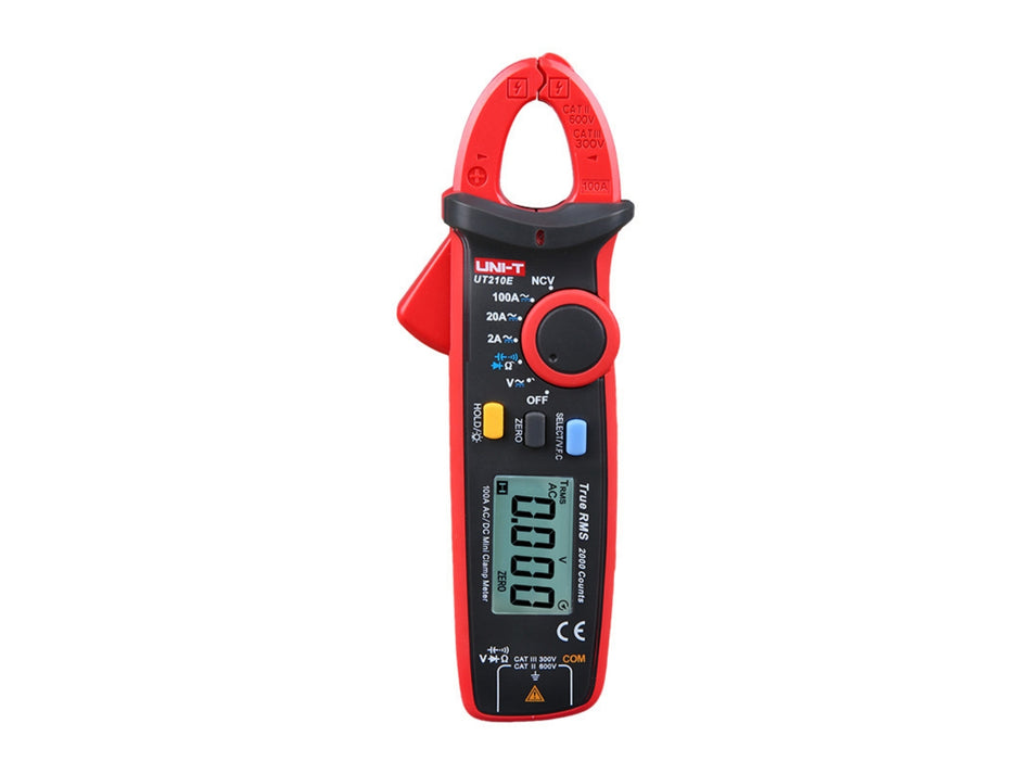 UNI-T True RMS Mini AC/DC Clamp Meter, 100 A, 2000 Counts, NCV, 17 mm Jaw – UT210E