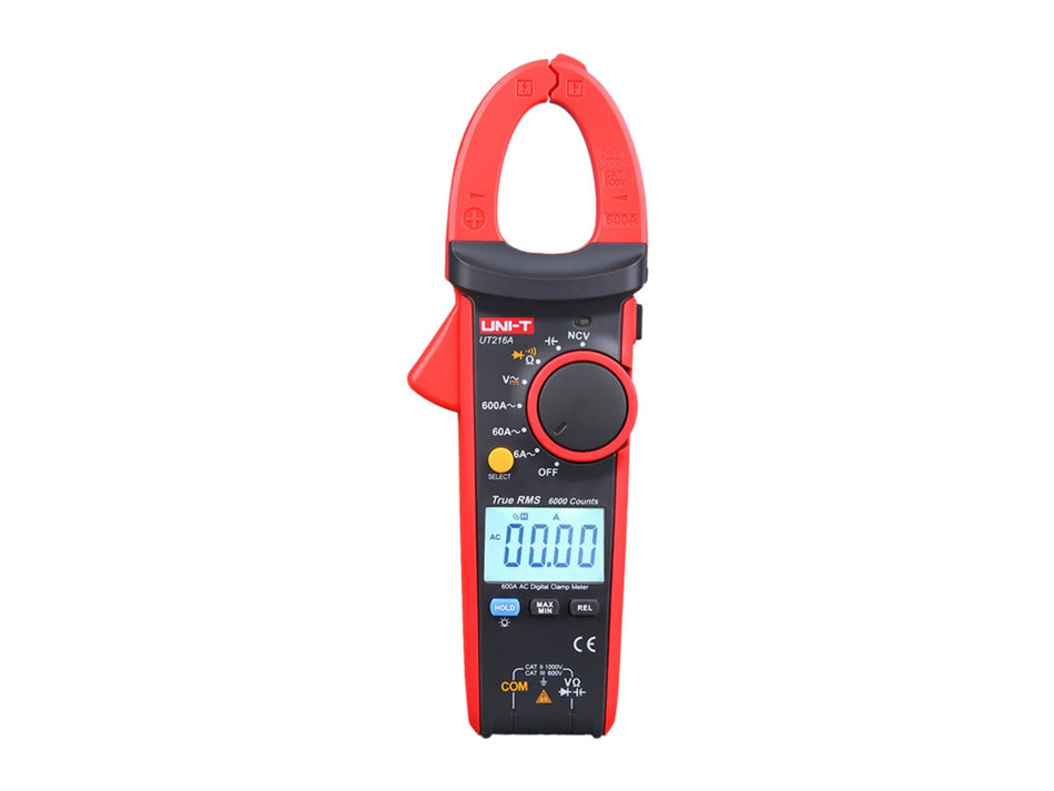 UNI-T Echteffektiv-AC-Stromzange, 600 A, 6000 Counts, NCV & Taschenlampe – UT216A