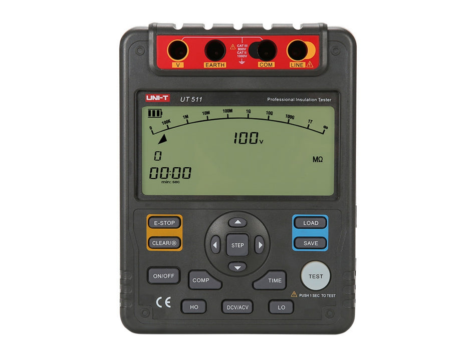 UNI-T Insulation Resistance Tester, 100-1000 V, 10 GΩ, PI & DAR – UT511
