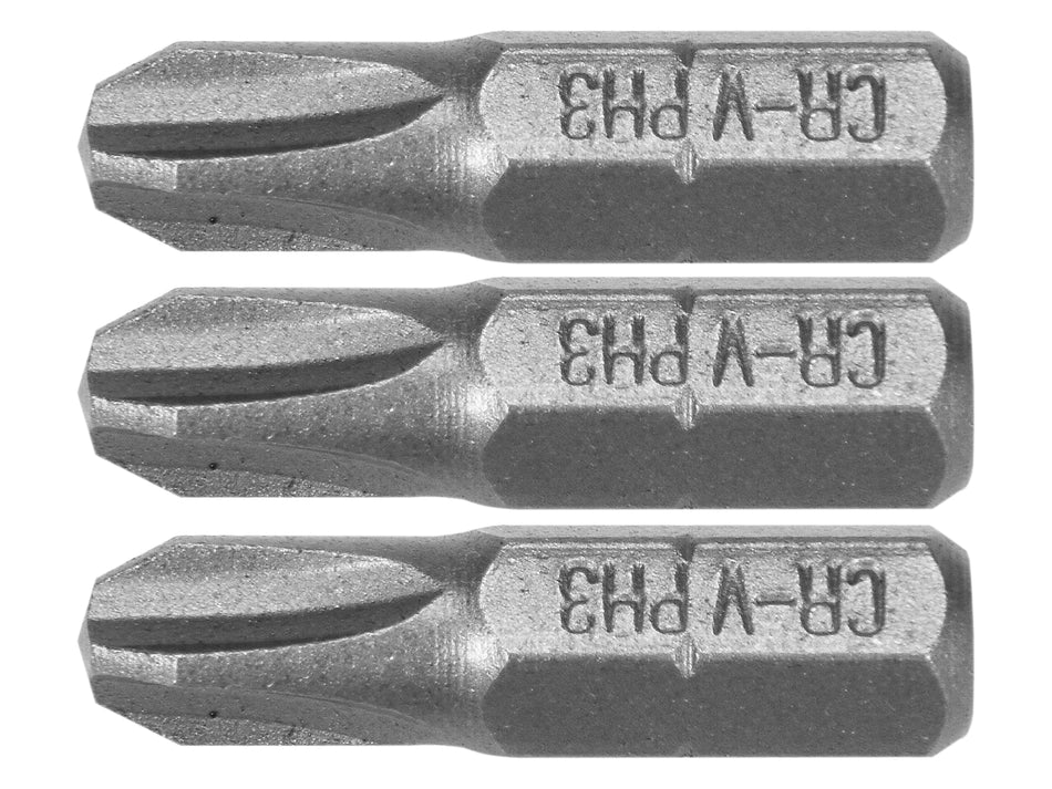 1/4 ZOLL 25MM PHILLIPS-SCHRAUBENDREHERBITS PH1, PH2, PH3 3-TEILIGES SET