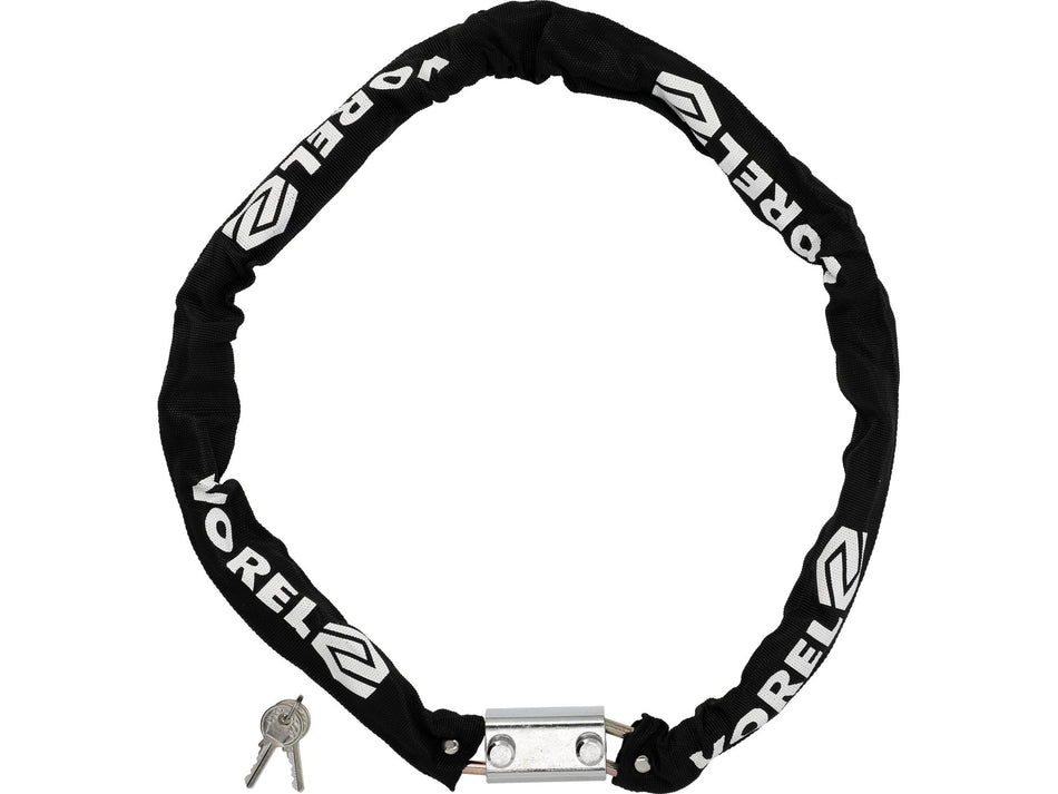 VOREL Bicycle Chain Lock, 1.2 m × 7 mm, Key-Operated Hardened Steel with Textile Cover – 77881