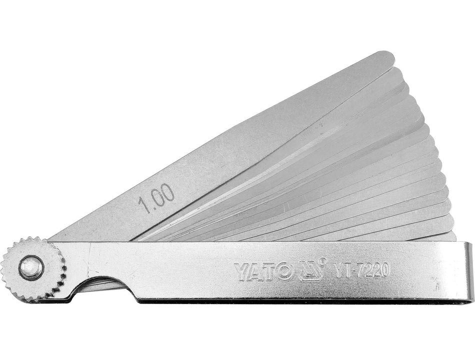 YATO Fühlerlehre, 17 Blätter, 100 mm, gehärteter Federstahl – YT-7220