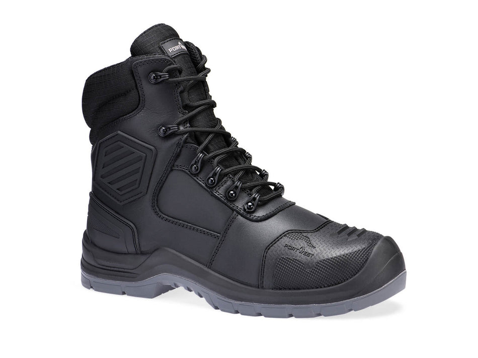 Portwest Safety Boot Mid-Cut Waterproof Leather Composite S7L HRO CI LG SC AN SR FO with Side Zip & Breathable Membrane – FD25