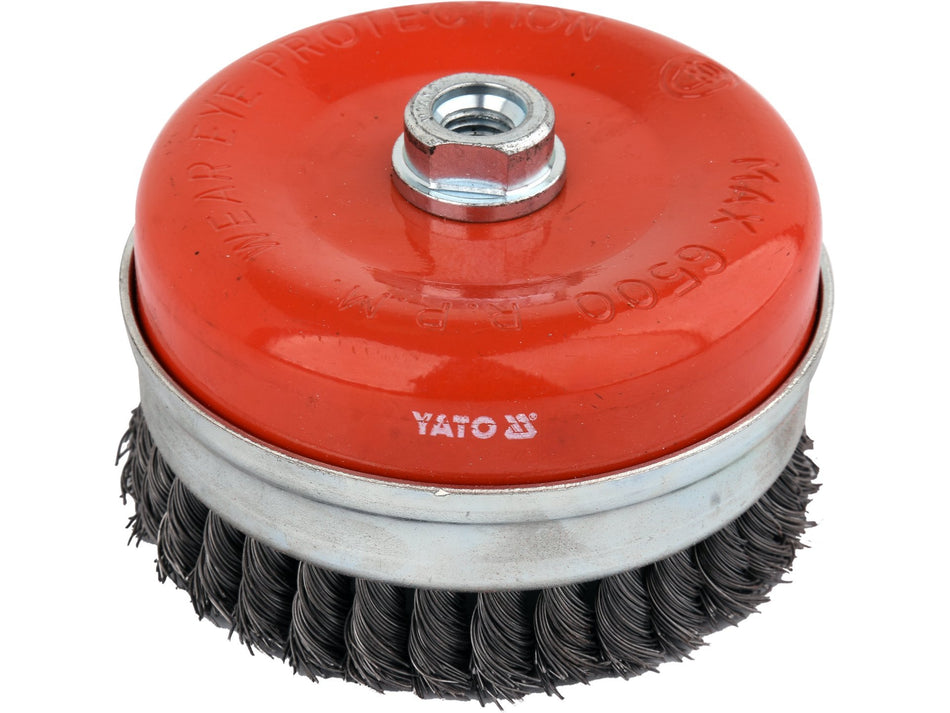YATO Kefe, Rozsdamentes acél (INOX) csomózott drót, 125 mm, M14 menet – YT-47691