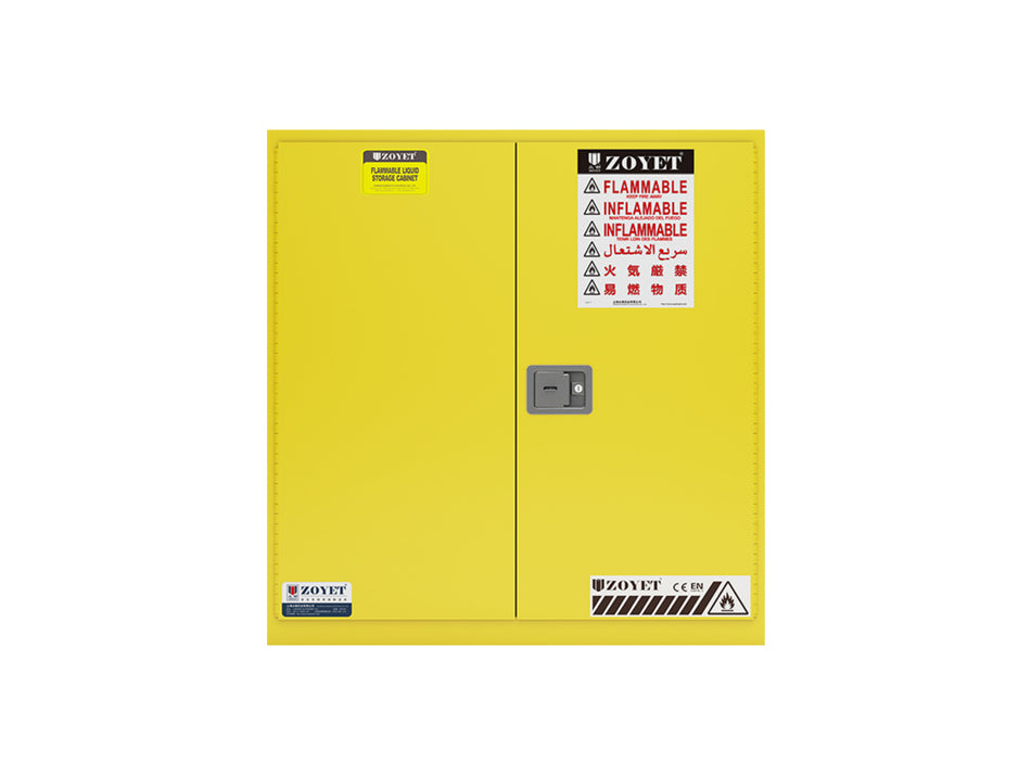 FLAMMABLE LIQUID & CHEMICAL SAFETY STORAGE CABINET 30GAL/114L - YELLOW/RED/BLUE