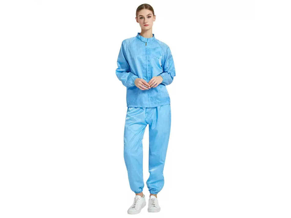 ANTISTATIC TWO-PIECE SUIT WITH CONDUCTIVE STRIPES