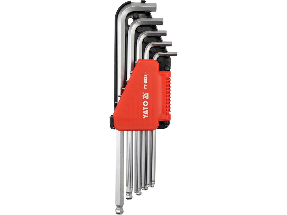 INNENSECHSKANTSCHLÜSSELSATZ MIT KUGELKOPF 1/16"–3/8" 12-TLG. (Zoll) – EXTRA LANG – YT-5838