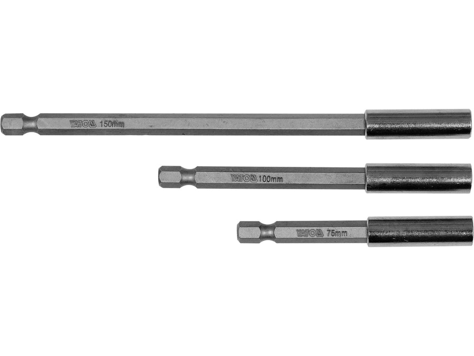 3 TLG. BOHRFUTTER SCHRAUBERBIT-HALTER-SET 75MM, 100MM & 150MM