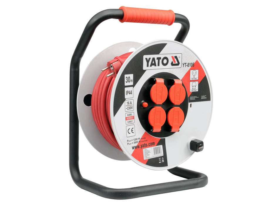 YATO Kabeltrommel, 30/40/50 m, 3G × 2,5 mm², 4 Typ-E-Steckdosen, IP44