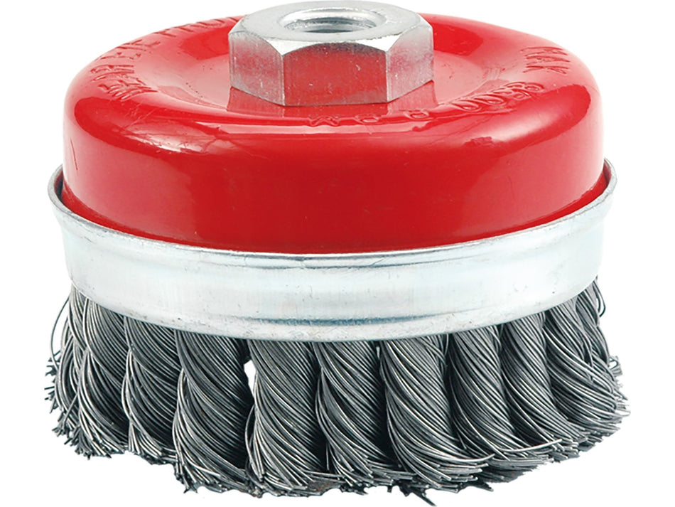 VOREL Cup Brush, Steel Knotted Wire, 100 mm, M14 Thread – 06976
