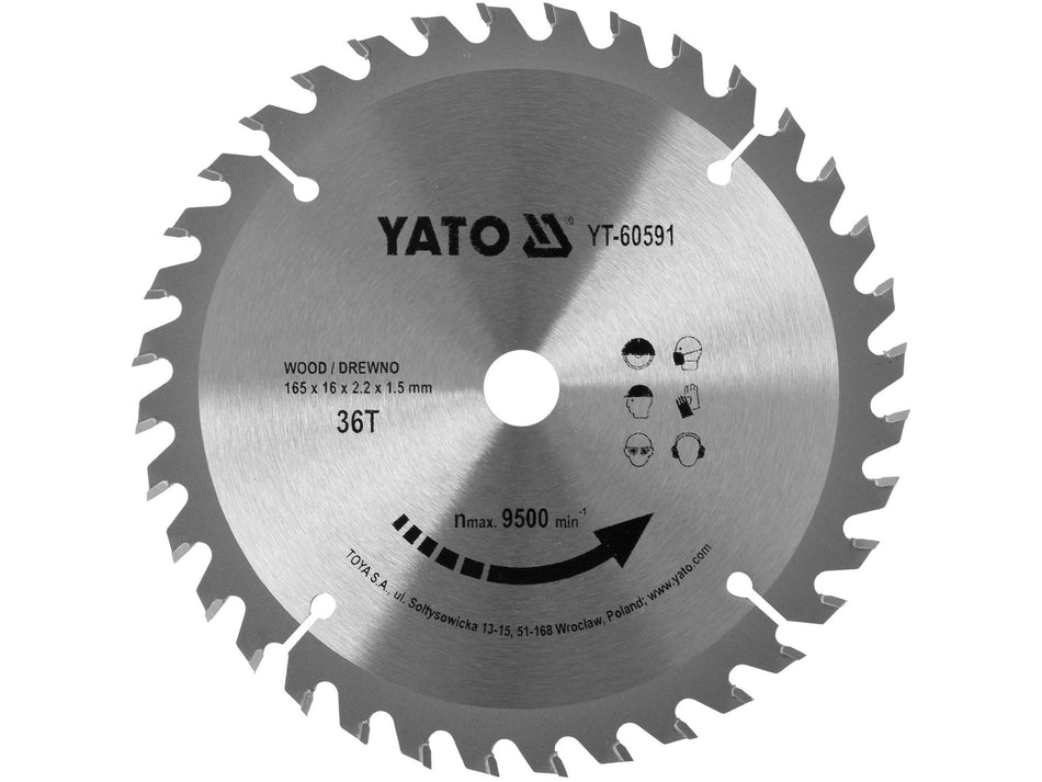 YATO TCT Circular Saw Blade for Wood, 165x16 mm, 24T / 36T