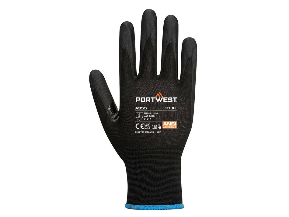 Portwest Grip 15 Nitrilschaum-beschichtete Handschuhe, 12er-Pack, Touchscreen, recyceltes Polyester – A355
