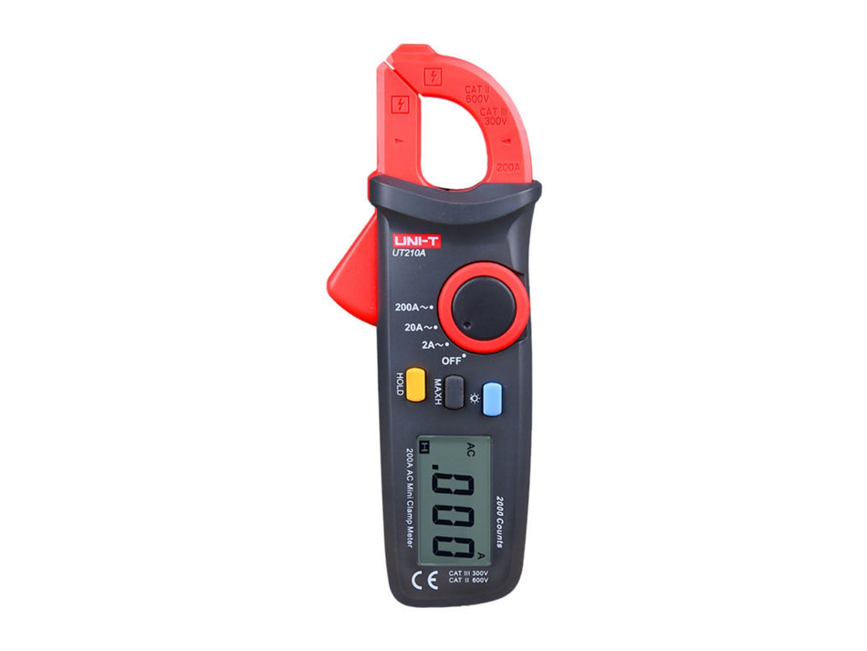 UNI-T Mini Digital AC Clamp Meter, 200 A, 2000 Counts, 16 mm Jaw – UT210A
