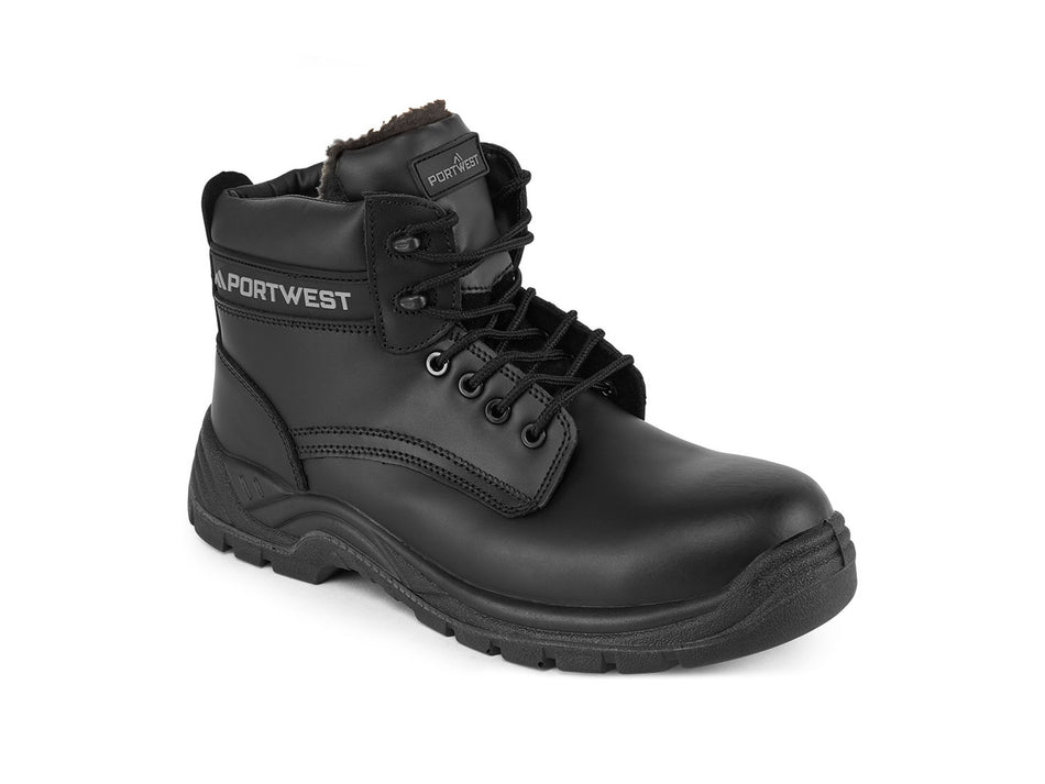 Portwest Safety Ankle Boot for Cold Environments, Composite Leather, Faux Fur Lined, S3S SR – FC12
