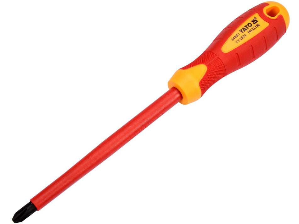 YATO Insulated Phillips Screwdriver, 1000 V, VDE, PH3 x 150 mm – YT-2824