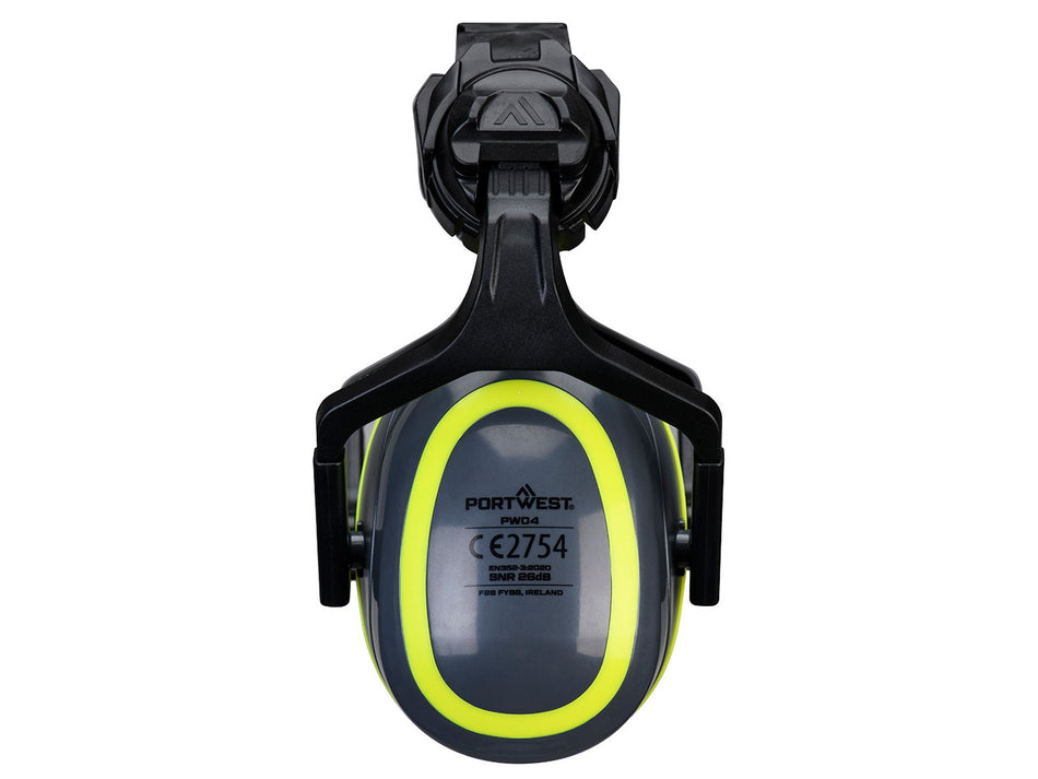 Portwest HV Extreme Kapselgehörschutz, mittelgroßer Clip-On, metallfreie Kunststoffbügel, helmmontiert – PW04