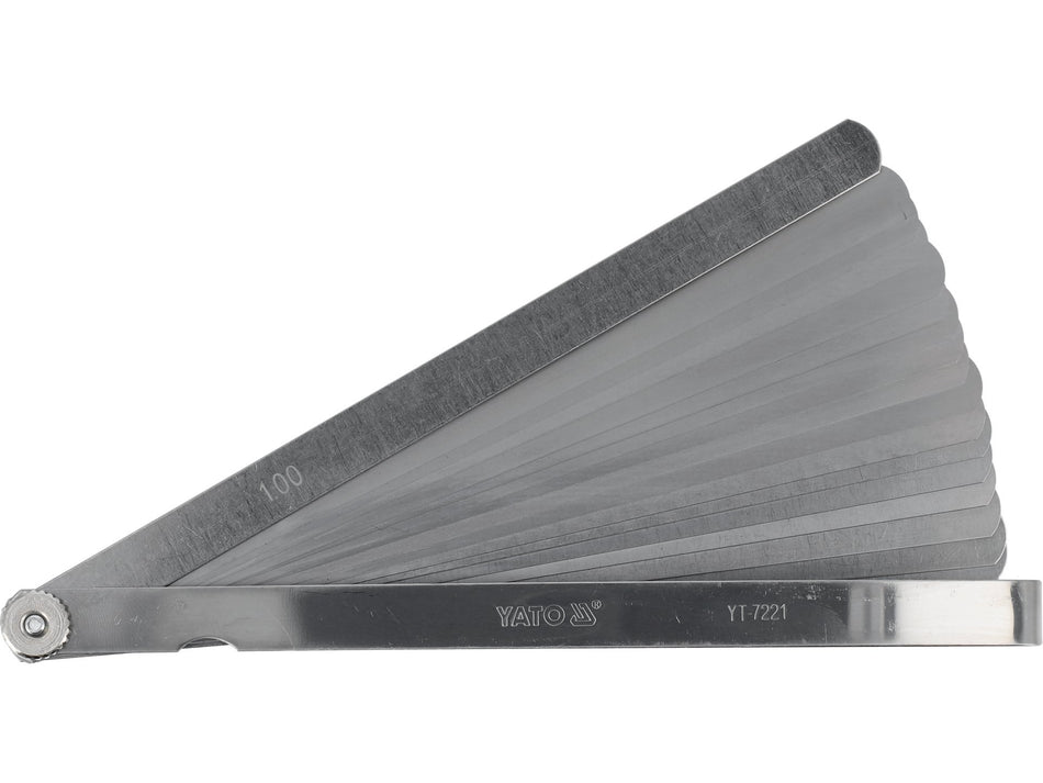 YATO Fühlerlehre, 17 Blätter, 200 mm, gehärteter Federstahl – YT-7221