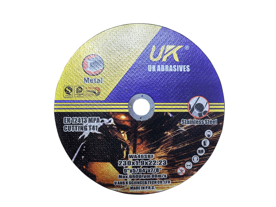 UK Cutting Disc for Stainless Steel & Steel, 230 × 1.9 × 22 mm