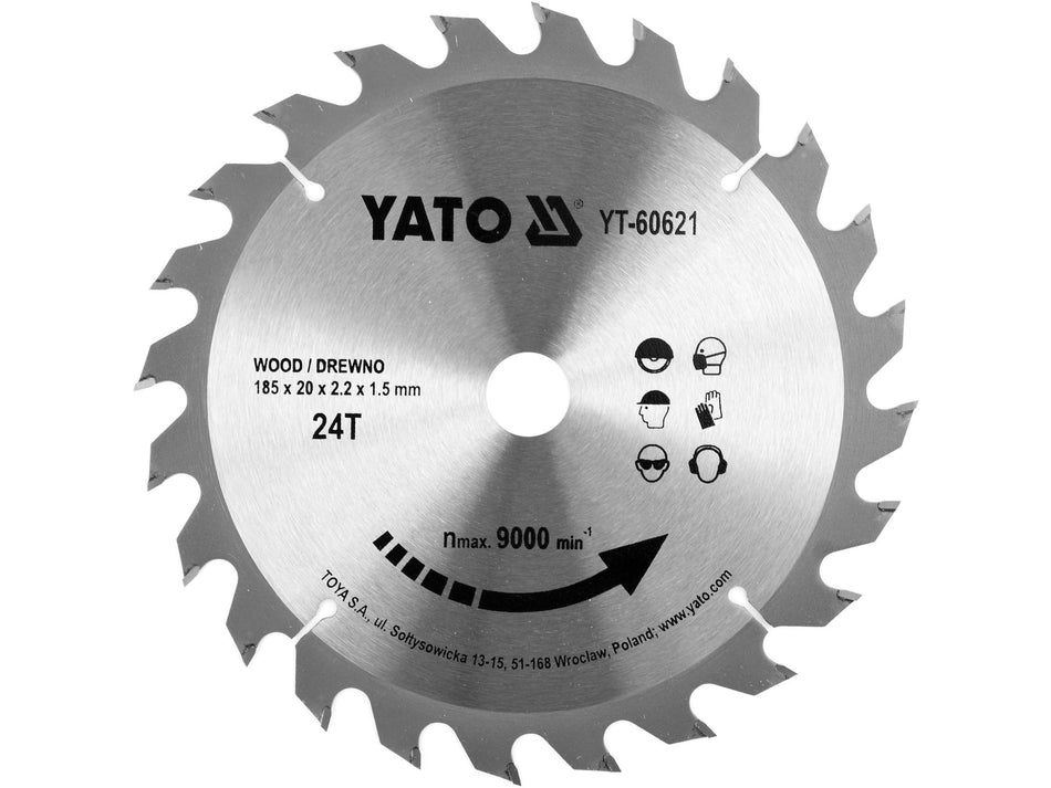 YATO TCT Circular Saw Blade for Wood, 185x20 mm, 18T / 24T / 36T