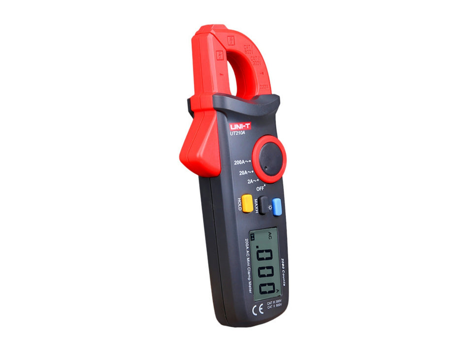 UNI-T Mini Digital AC Clamp Meter, 200 A, 2000 Counts, 16 mm Jaw – UT210A