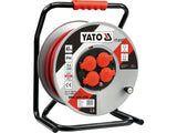 YATO Extension Cable Reel, 30/40/50 m, 3G × 2.5 mm², 4 Type E Sockets, IP44
