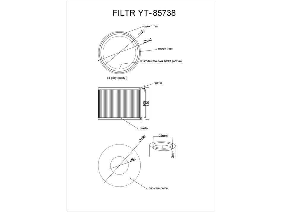 VACUUM CLEANER FILTER FOR YT-85700/85701;YT-85738