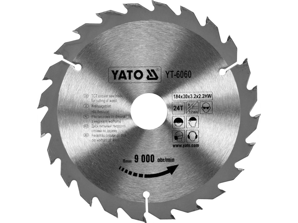 YATO TCT Circular Saw Blade for Wood, 184x30 mm, 24T / 40T / 50T