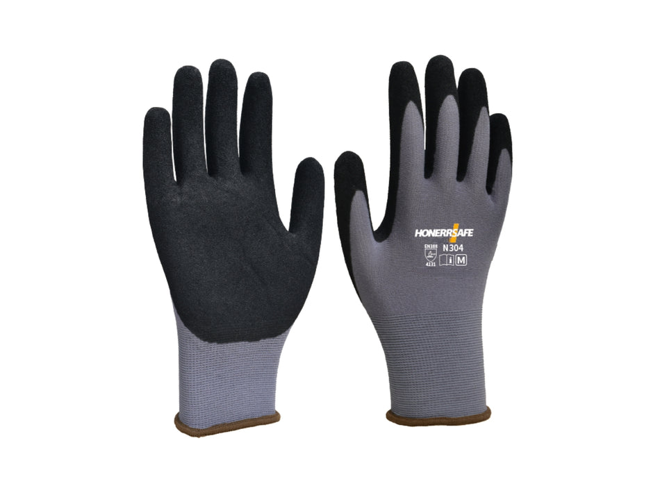 HONERRSAFE Sandy Nitril bevonatú munkakesztyű, 1 pár, 15-ös nylon – N304