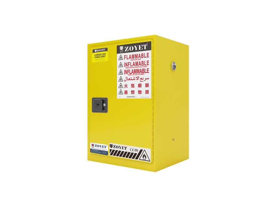 FLAMMABLE LIQUID & CHEMICAL SAFETY STORAGE CABINET 12GAL/45L - YELLOW/RED/BLUE