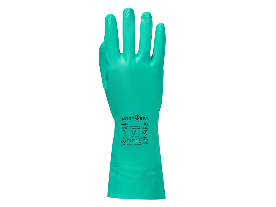 Portwest Chem 330 Nitrile Plus Gauntlet, Chemical Protection, Anti-Slip Grip – A812
