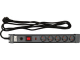 STHOR Surge-Protected Power Strip, 5/6 Sockets, 3 m, 3500 W, 16 A, Type E, with Switch