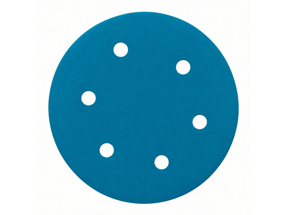 MK Keramik- & Aluminiumoxid-Schleifscheiben, 125 mm, 5er-Pack, P600, 6 Löcher, Klettverschluss, Blau