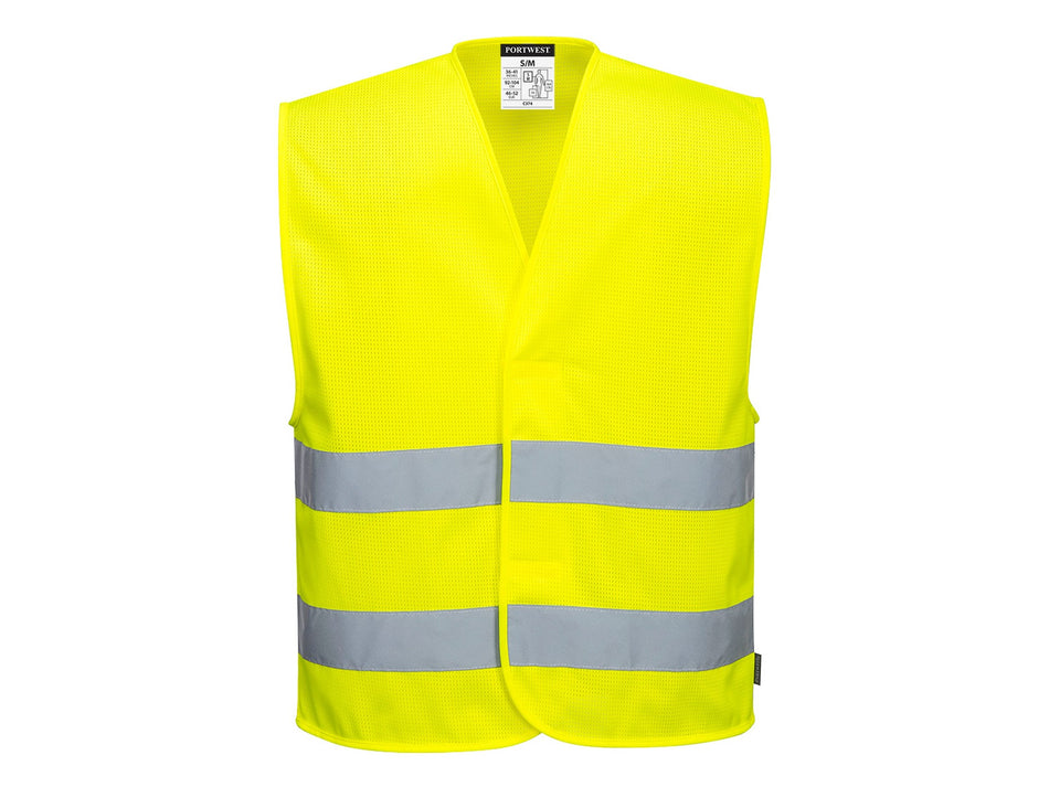 Portwest Hi-Vis Mesh Two Band Vest, MeshAir Fabric with Hook – C374
