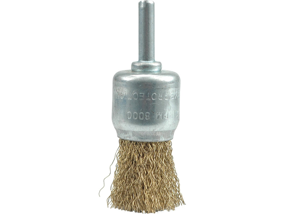 VOREL Cup Brush, Brass-Plated Crimped Wire, 24 mm, 6 mm Shank – 06992