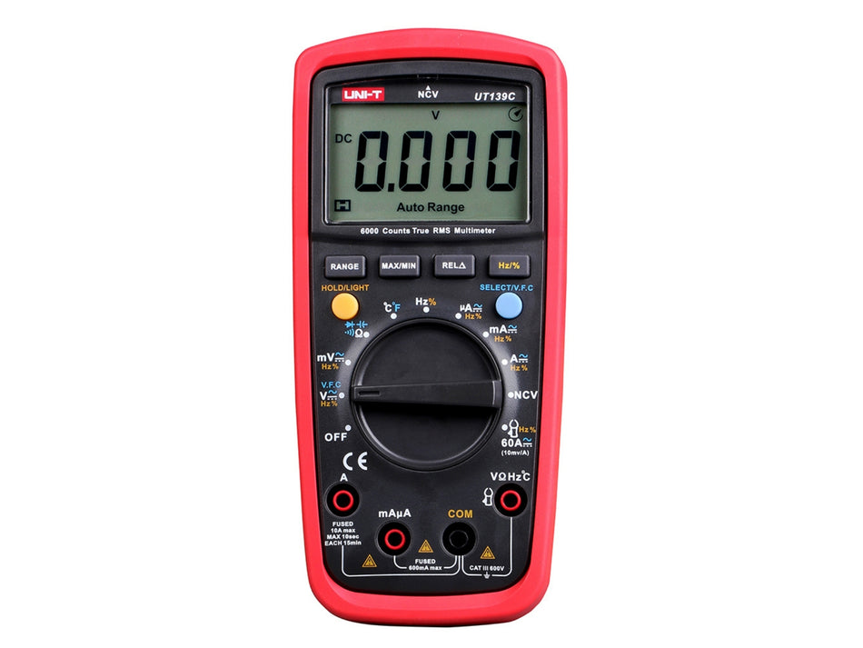 UNI-T True RMS Digital Multimeter, 10 A, 6000 Counts, NCV & Temperature – UT139C