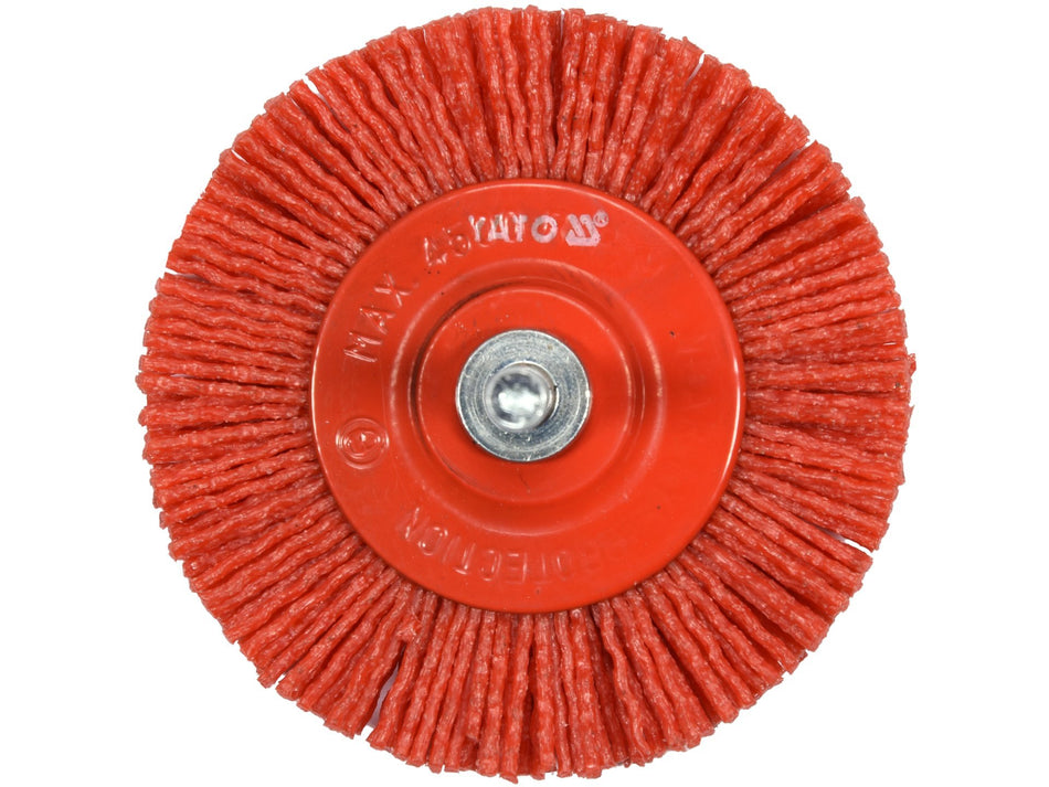 YATO Wire Wheel Brush, Nylon Wire, 75 mm, 6 mm Shank – YT-47791