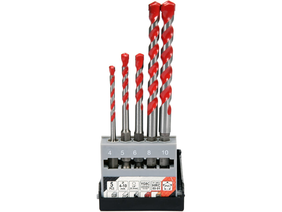 UNIVERSAL DRILLS 5PCS 4-10MM HEX