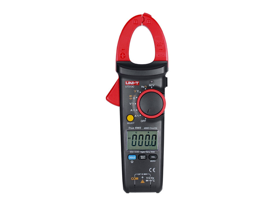 UNI-T True RMS AC/DC Clamp Meter, 400 A, 4000 Counts, Temperature & NCV – UT213C