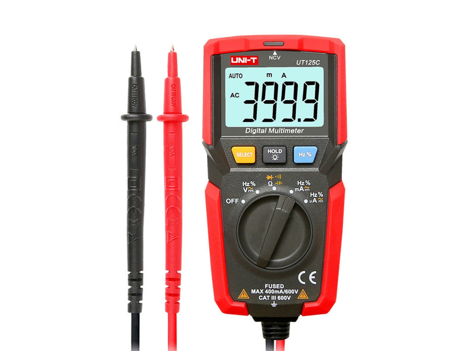 UNI-T Pocket Digital Multimeter, 4000 Counts, 600 V, 400 mA, NCV & Capacitance – UT125C