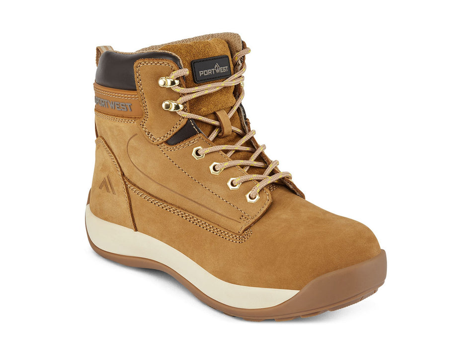 Portwest Safety Mid Boot S3 HRO, Water-Resistant Full-Grain Nubuck Leather, Steel Toecap & Midsole, 300°C Rubber Outsole – FW32